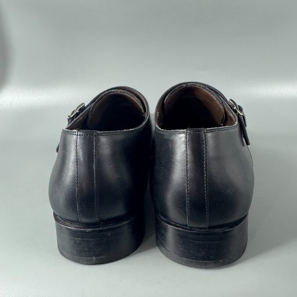 MASSIMO EMPORIO 12882 DOUBLE-BUCKLE RUS BLACK LEATHER SHOE, 10 1/2